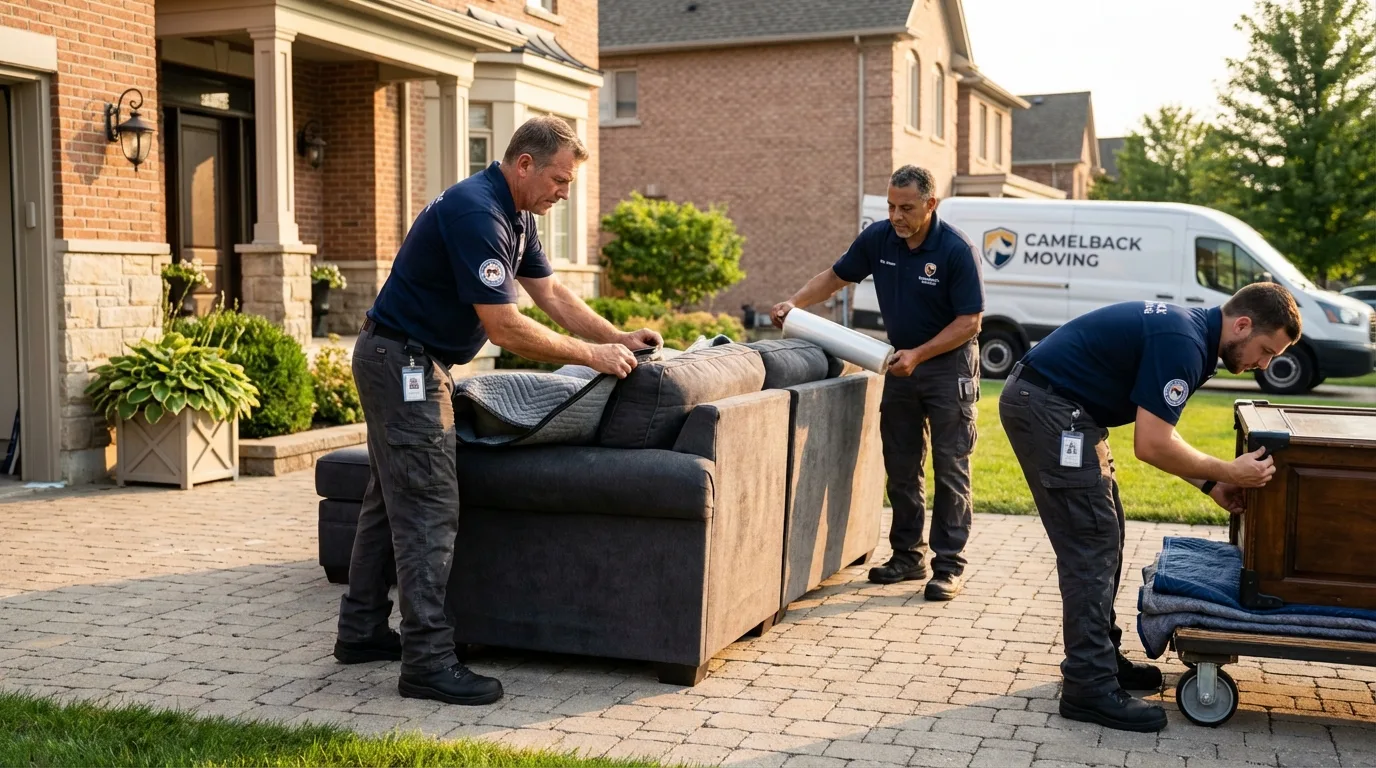 Large estate moving crew wrapping furniture in Karnes City, TX